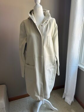 Field Gear FG Women's Cotton Canvas Hooded Utility Coat in Cream, Size XL